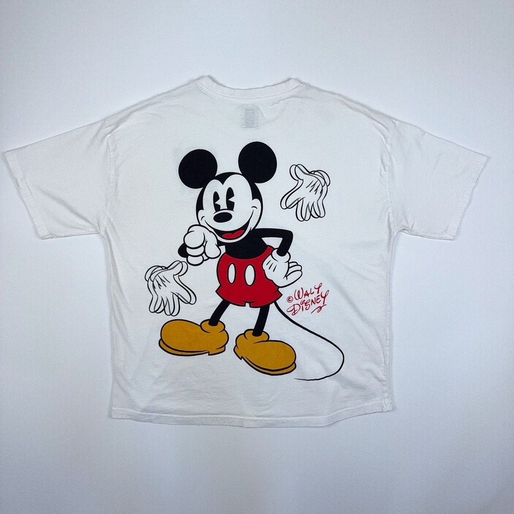 Disney Mickey Mouse Oh Boy Embroidered Graphic T-Shirt White Men's Size L